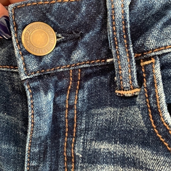 American Eagle outfitters high-rise denim jegging jean distressed skinny size 0 - Picture 4 of 7